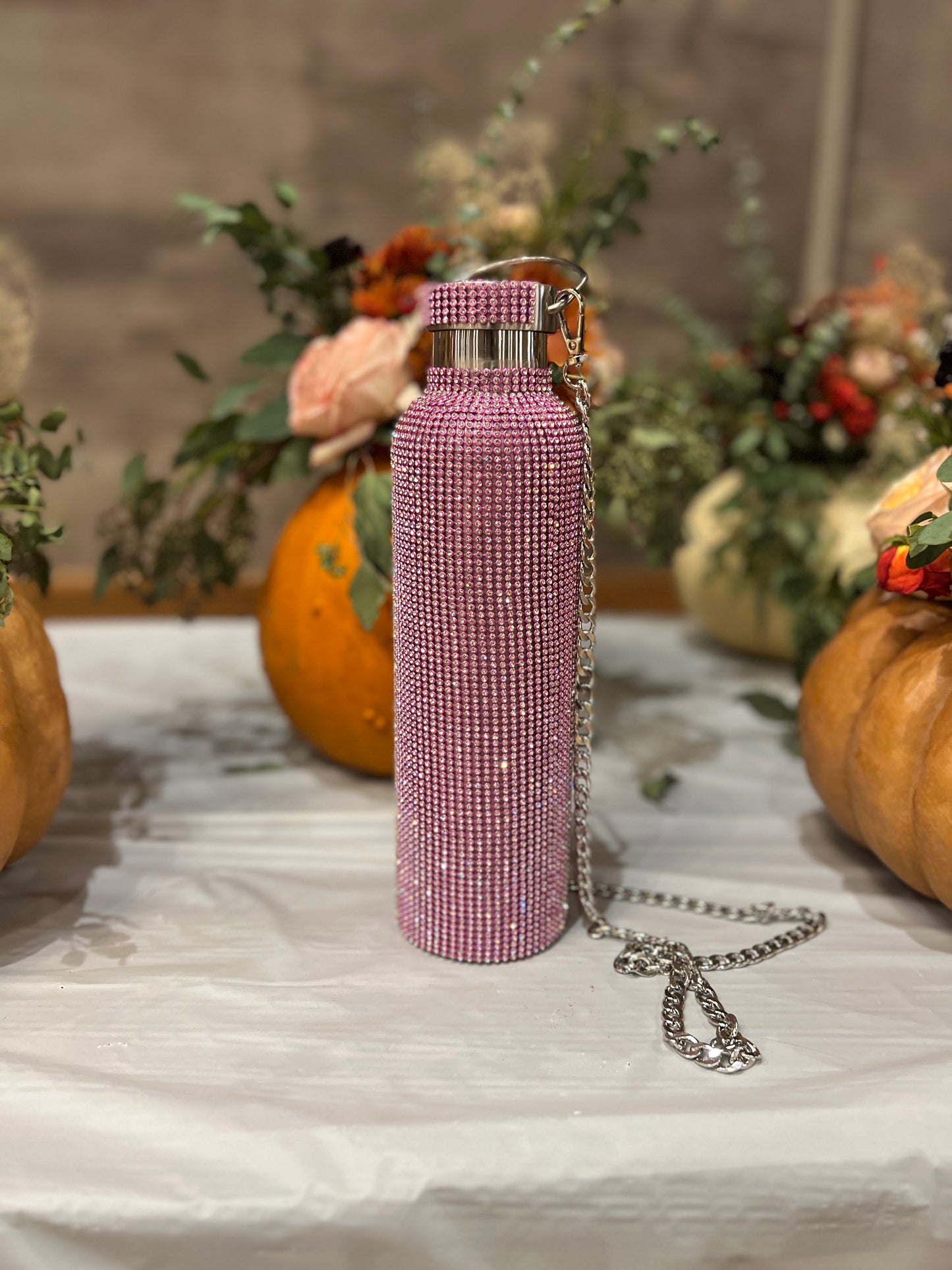 Pink Crystal Sparkle Tumbler w/ Chain