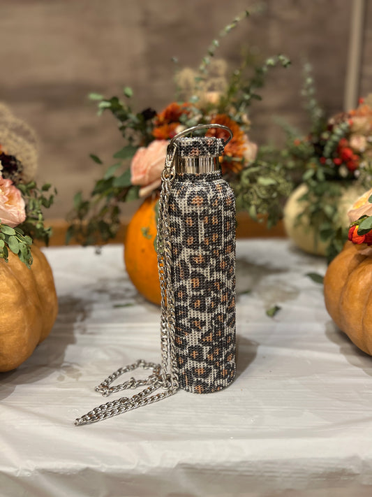Leopard Sparkle Bling Tumbler with Chain